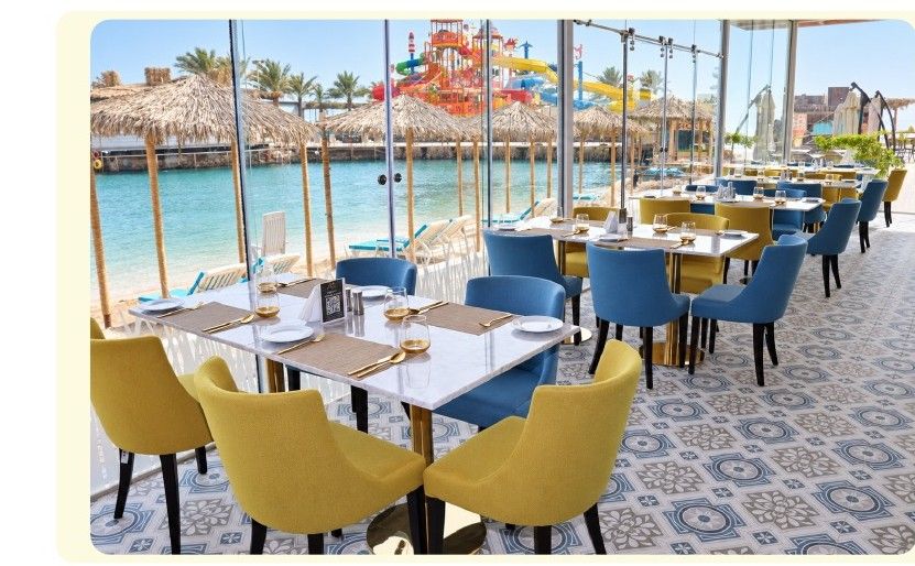 Area restaurant terrace seating over the lagoon.
