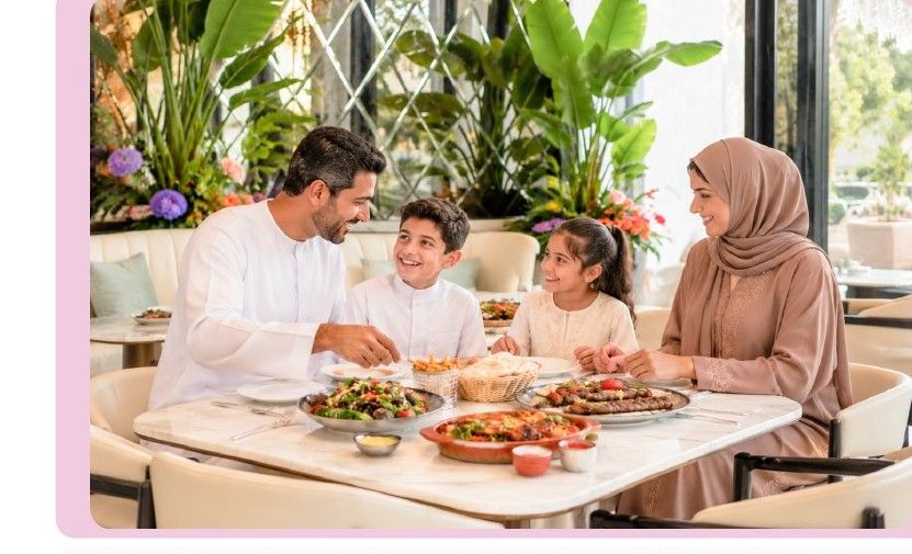 Family dining at Da Rosa, Lebanese and seafood restaurant.