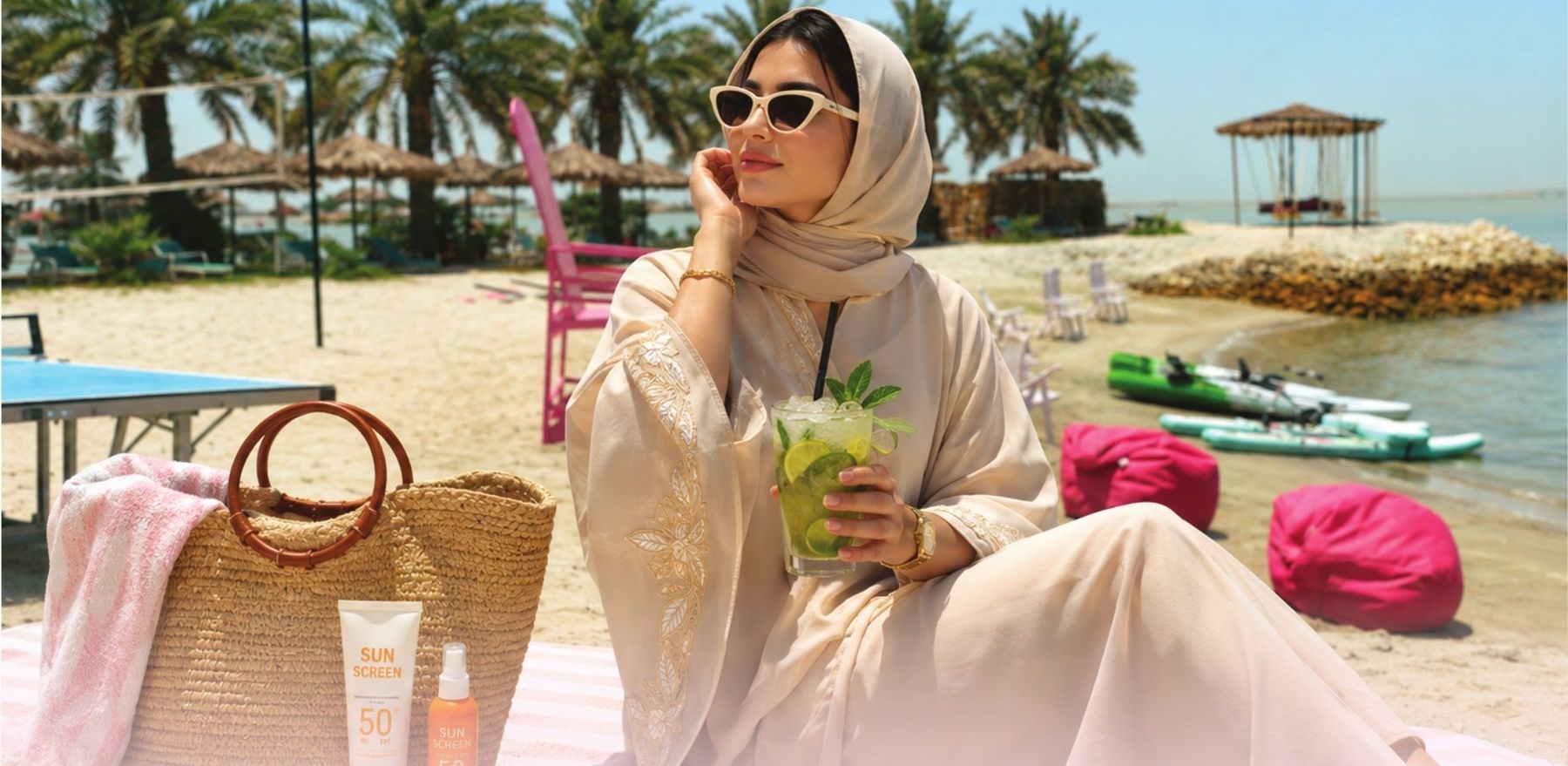 Guest relaxing on the private Ladies Island beach.